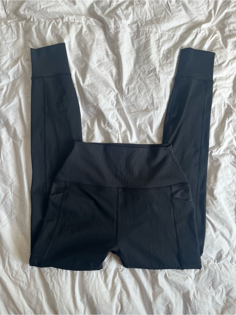 Spiritual Gangster Black High-Rise Ribbed-Waist Leggings